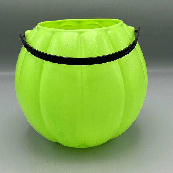 Vtg Grand Venture Green Halloween Pumpkin Jack O Lantern Bucket Trick or Treat - Picture 3 of 9